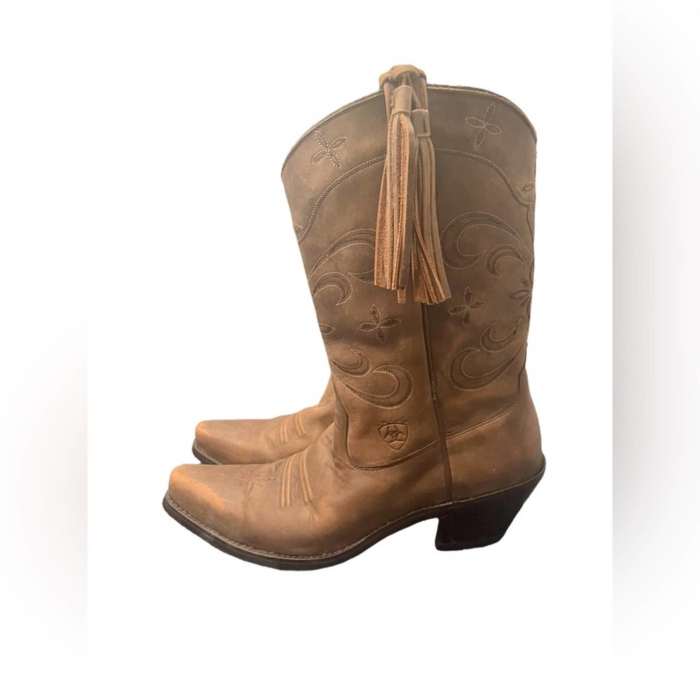 Ariat Leather Desert Star Brown Tassel Fringe Cowboy Boots Women’s 9.5